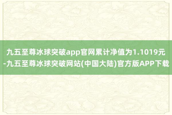 九五至尊冰球突破app官网累计净值为1.1019元-九五至尊冰球突破网站(中国大陆)官方版APP下载